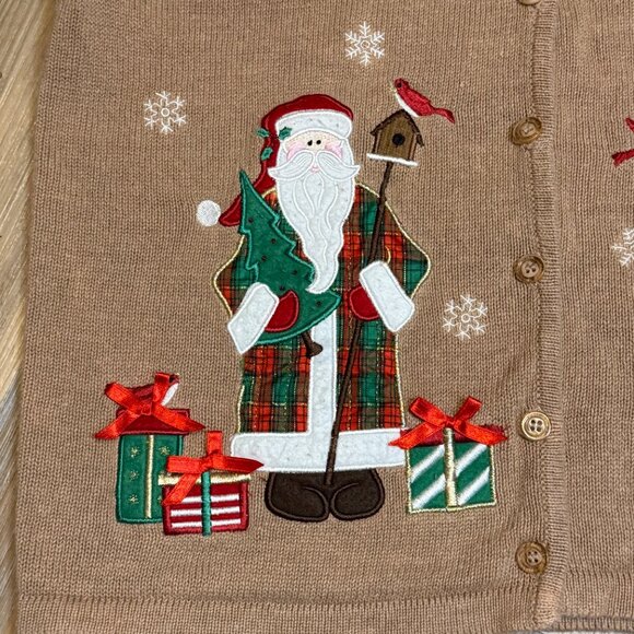 Vintage 90s Southern Lady Embroidered Button Front Ugly Christmas Sweater Vest - Picture 6 of 12